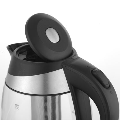 Tetera Electrica con Infusor Removible Jarra Electrica de Vidrio para Calentar Agua Capacidad 1.8 litros Timco JE1757T