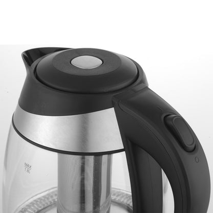 Tetera Electrica con Infusor Removible Jarra Electrica de Vidrio para Calentar Agua Capacidad 1.8 litros Timco JE1757T
