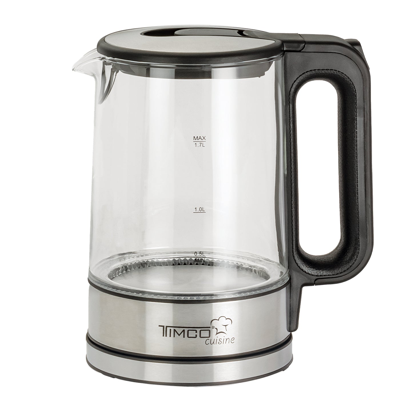 Tetera Jarra Eléctrica de Vidrio 1.7 L Hervidor Agua Acero Inoxidable Timco JE8707