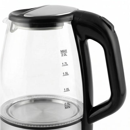 Tetera Electrica TIMCO JE901 Jarra de Vidrio Capacidad 2 L 1100W Potencia Apagado Automático