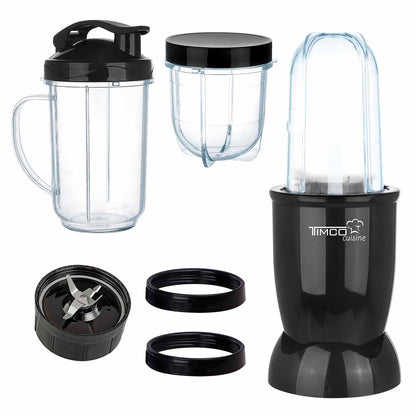 Licuadora Eléctrica 500W para Batidos Fitness con Vasos Individuales y Cuchilla de Acero Inoxidable Pica Hielo LIC368AB Timco