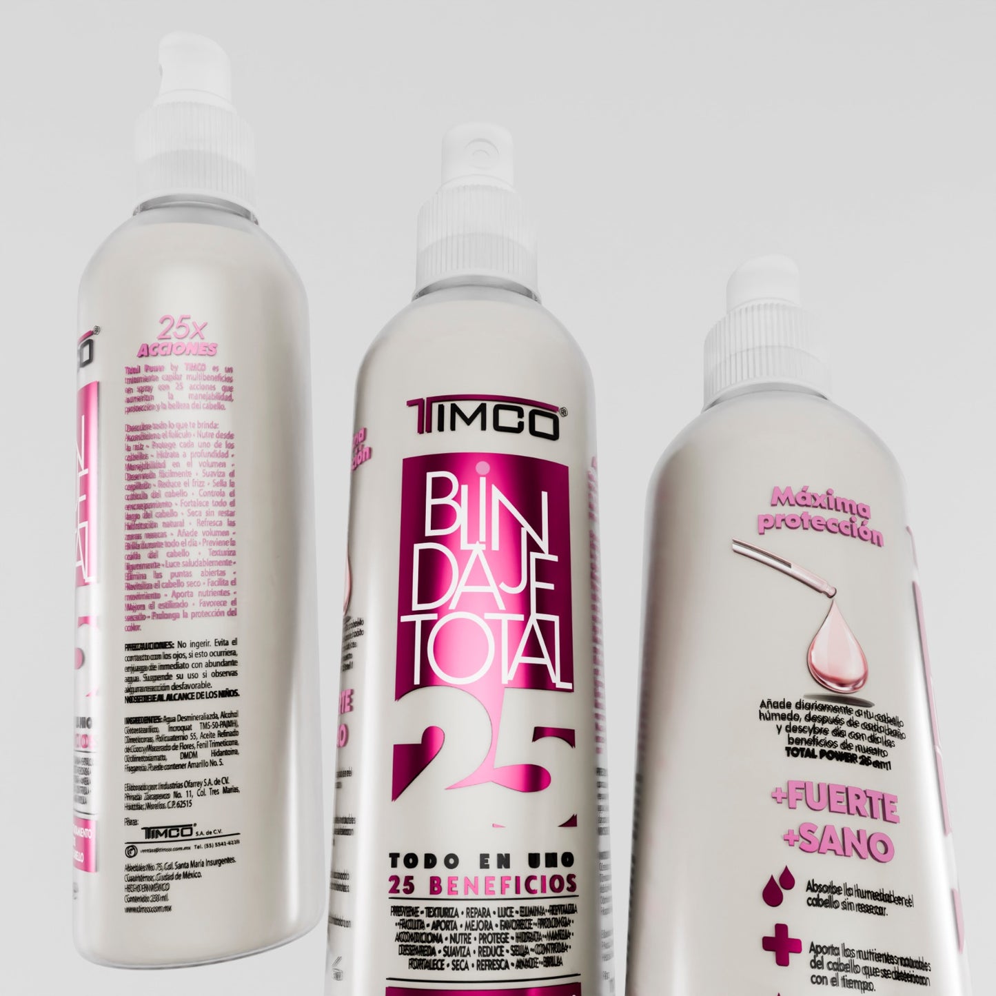 Spray Multibeneficios Protector térmico 25 en 1 Sin enjuague Unisex Total Power Timco LIQ25