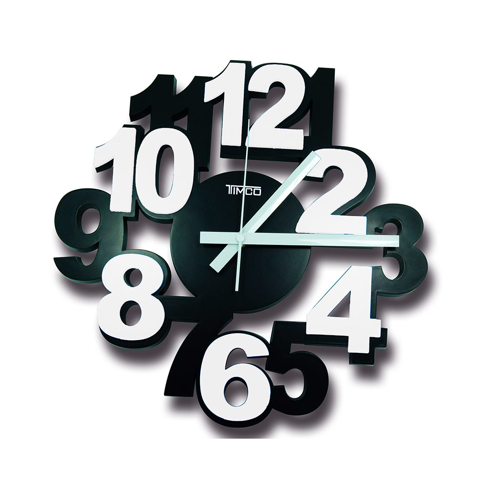Reloj de Pared Analógico Números Grandes Decorativo 3D Timco LOC-BLA