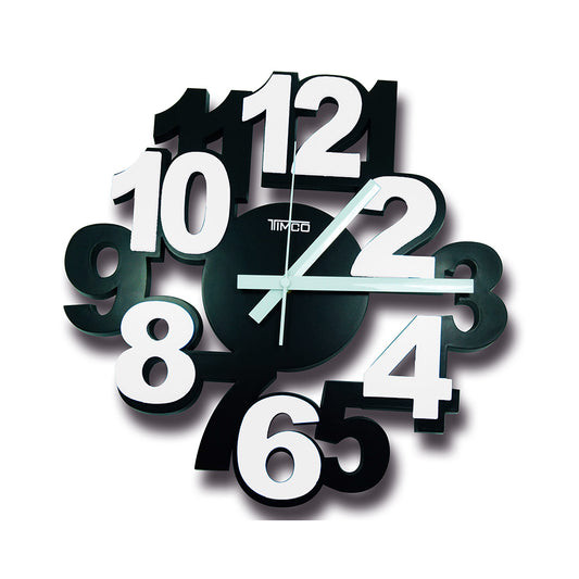 Reloj de Pared Analógico Números Grandes Decorativo 3D Timco LOC-BLA