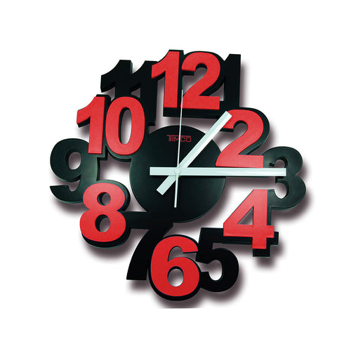 Reloj de Pared Analógico Números Grandes Decorativo 3D Timco LOC-RO