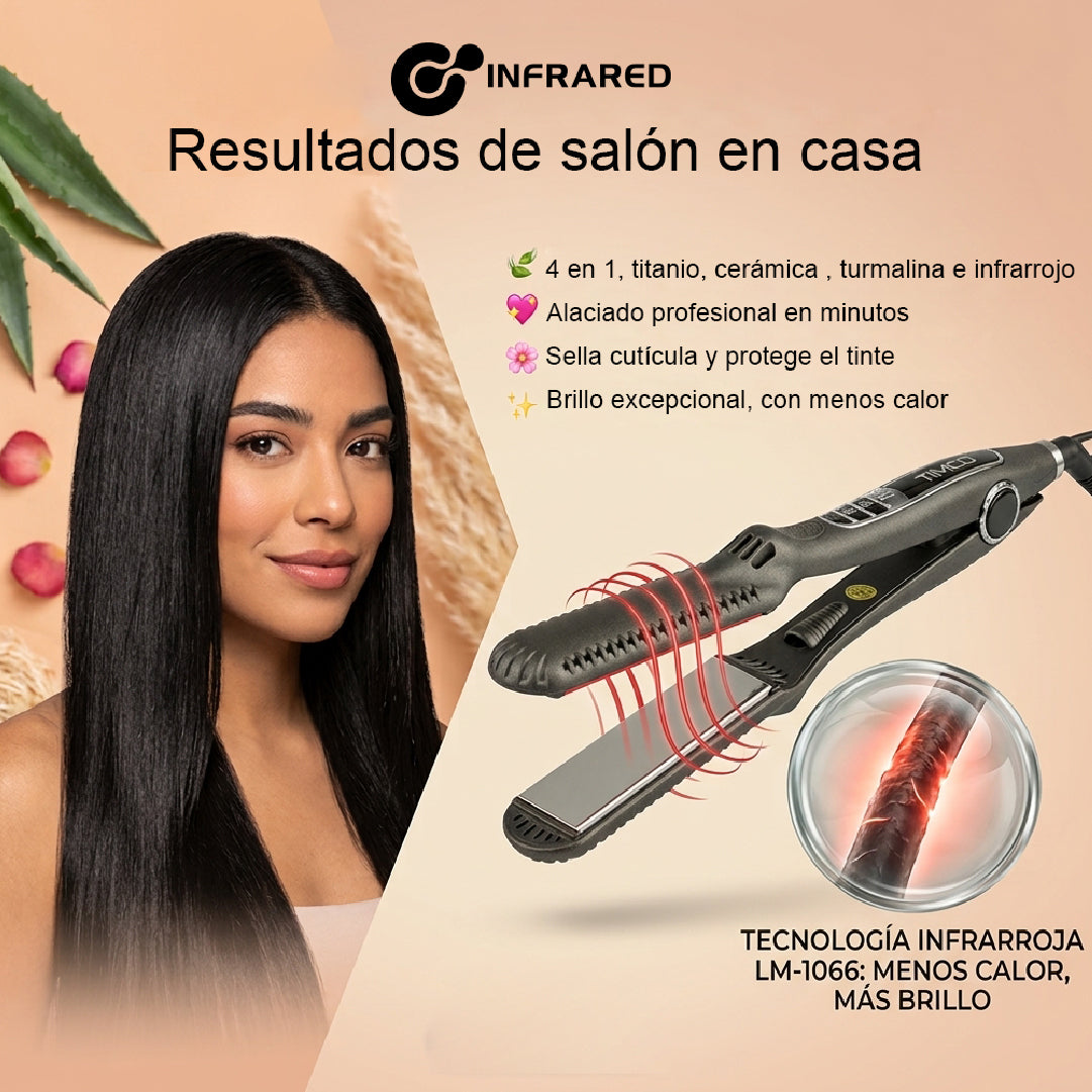 Plancha Alaciadora de Cabello Uso Profesional Infrared 4 en 1 Timco LM-1066