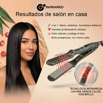 Plancha Alaciadora de Cabello Uso Profesional Infrared 4 en 1 Timco LM-1066