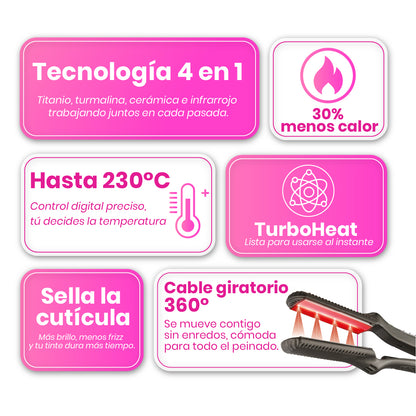 Plancha Alaciadora de Cabello Uso Profesional Infrared 4 en 1 Timco LM-1066
