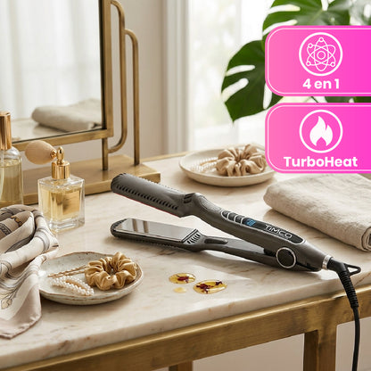 Plancha Alaciadora de Cabello Uso Profesional Infrared 4 en 1 Timco LM-1066