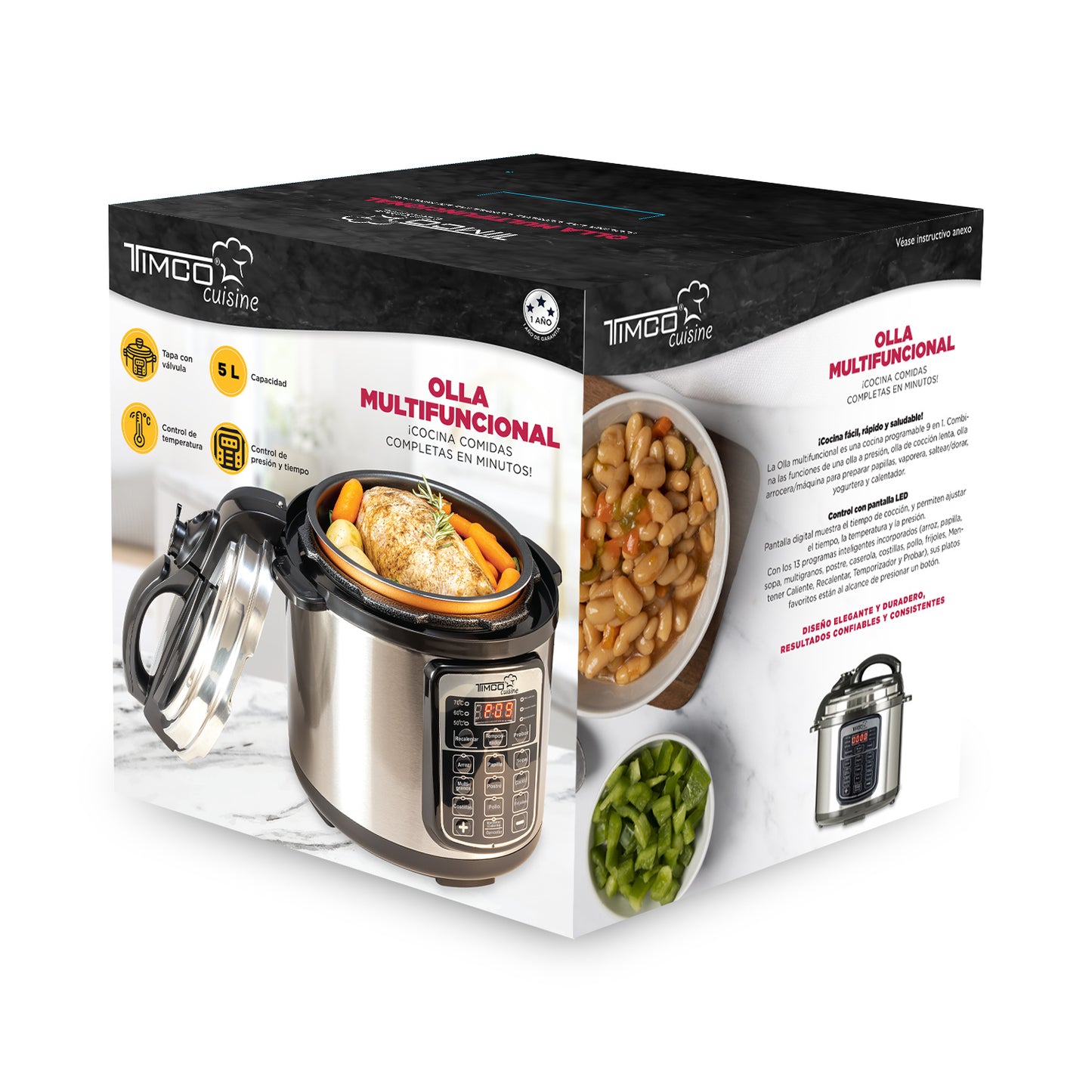 Olla Eléctrica Presión Express Instant 5L con 9 Funciones Timco OLLAH401D