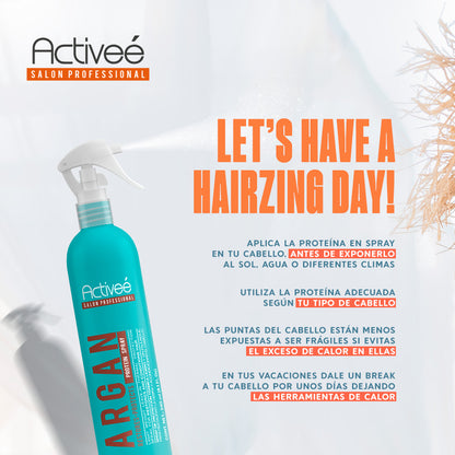 Proteina Capilar Activeé Professional Argan Tecnologia para cuidado Intensivo de Cabello Teñido o Dañado Libre de Sal