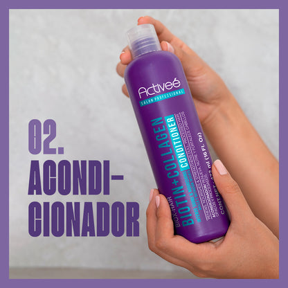 Acondicionador Activee Professional Biotin+Colagena Renueva Nutre y Fortalece Cabellos Opacos y Procesados Libre de Sal