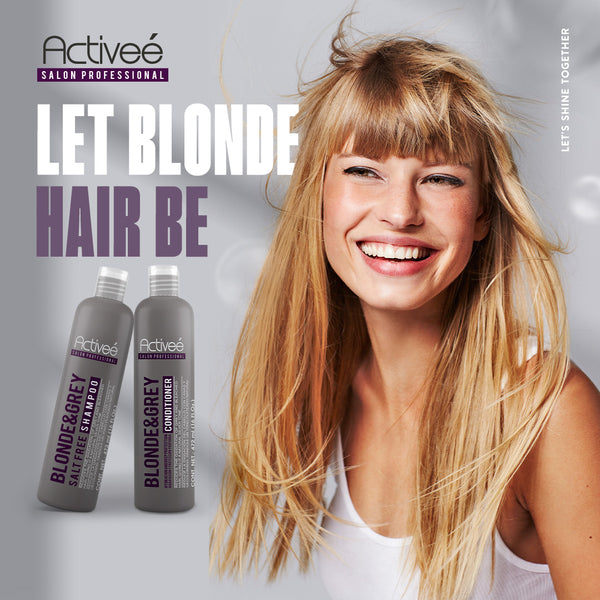 Shampoo Activee Professional Blonde & Grey Reduce la Oxidacion del Cabello con Canas y Decolorado dandole un tono plateado natural
