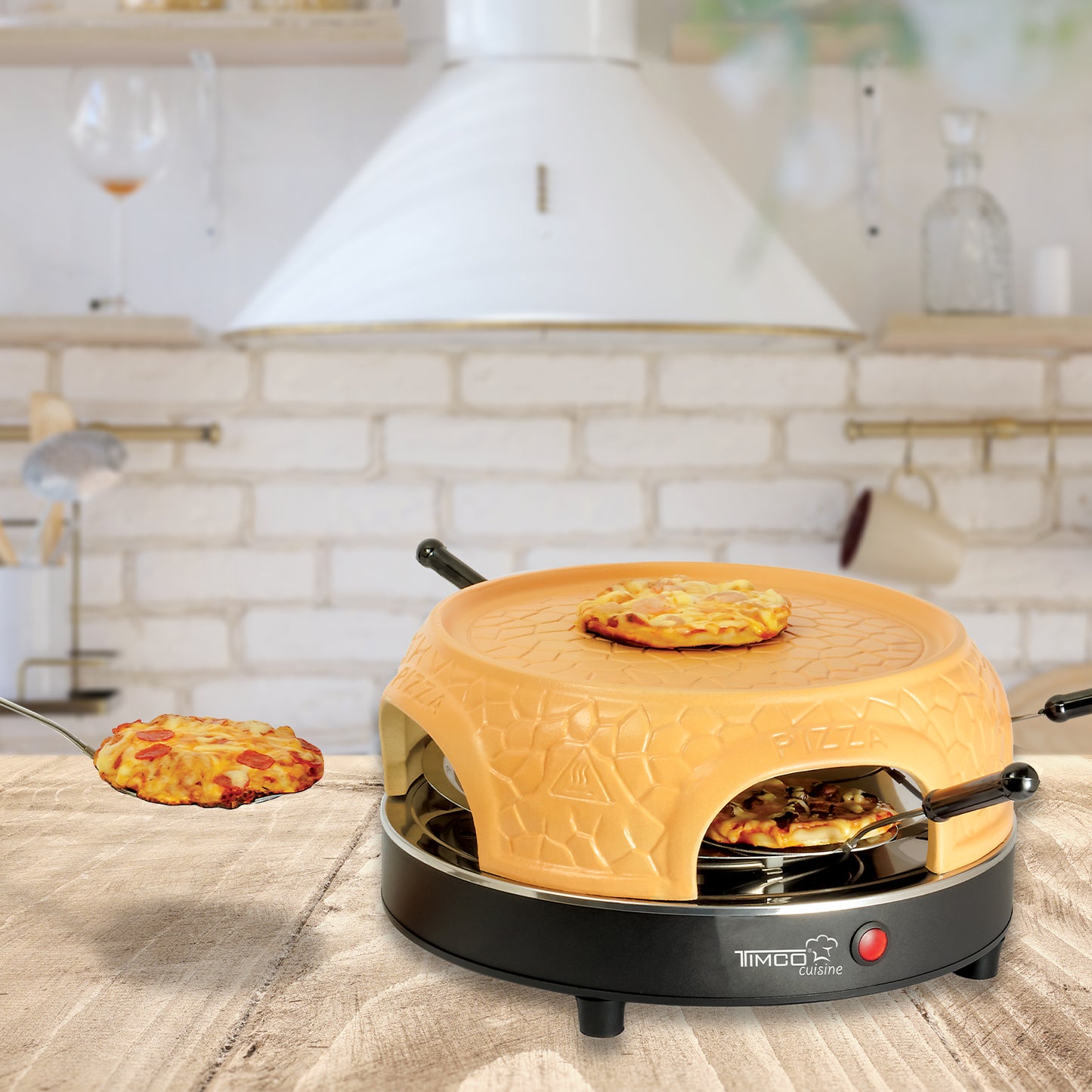 Horno Eléctrico para Pizza Mini Portátil Cerámica 4 Piezas Timco PIZZA4