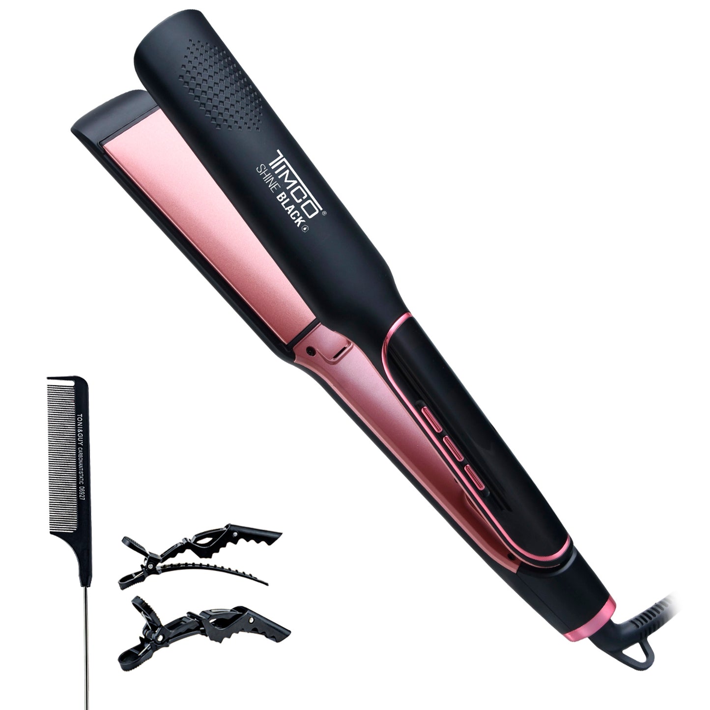 Plancha de Cabello TIMCO Placas de Ceramica Argan Iónica LED Antifrizz PYB1145