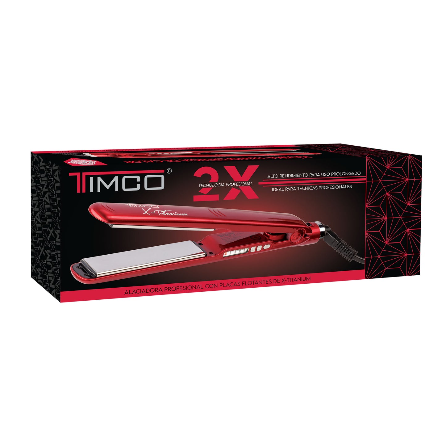 Plancha Alaciadora de Cabello Uso Profesional X-titanium Roja Timco TIT-230R