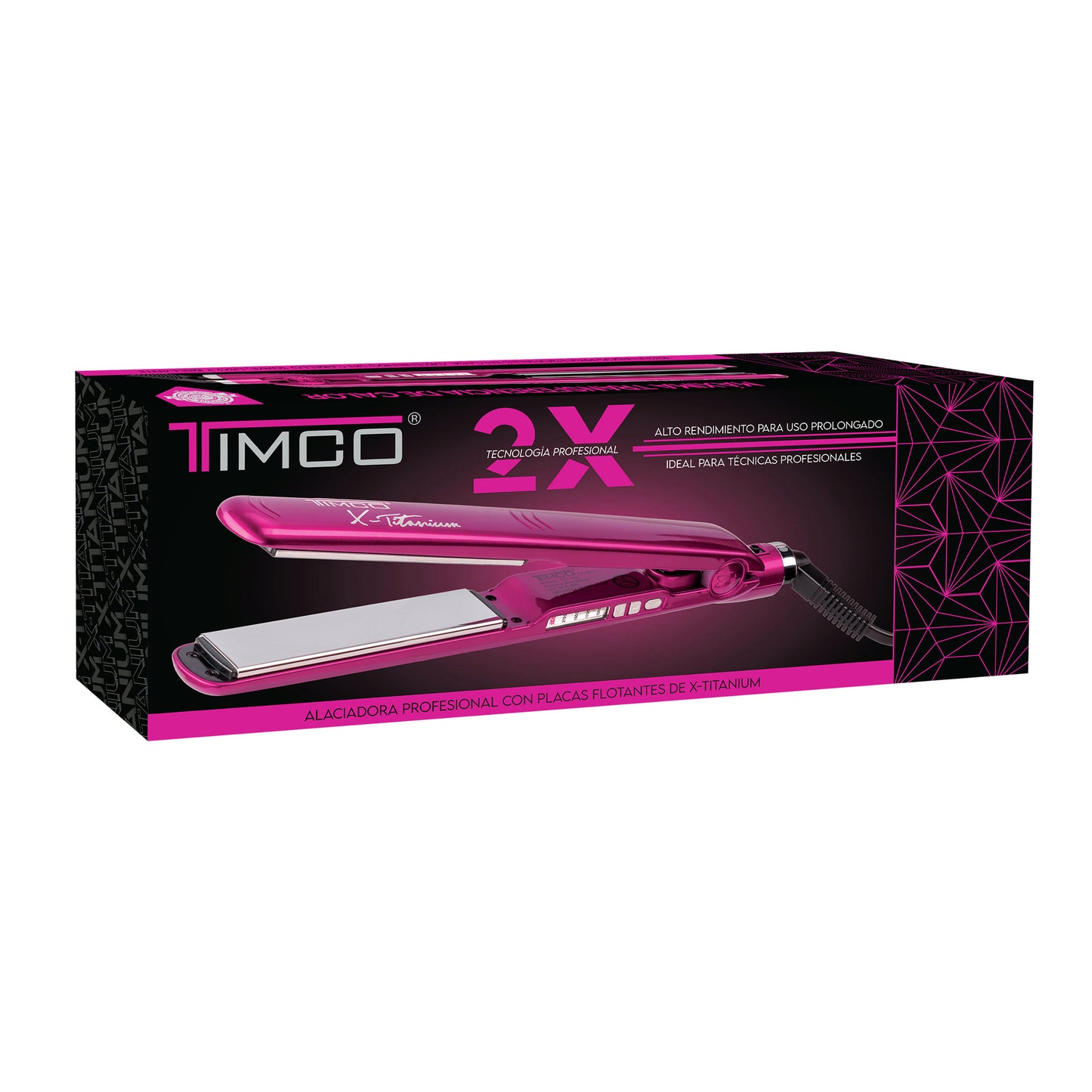 Plancha Alaciadora de Cabello Uso Profesional X-titanium Rosa Timco TIT-230P