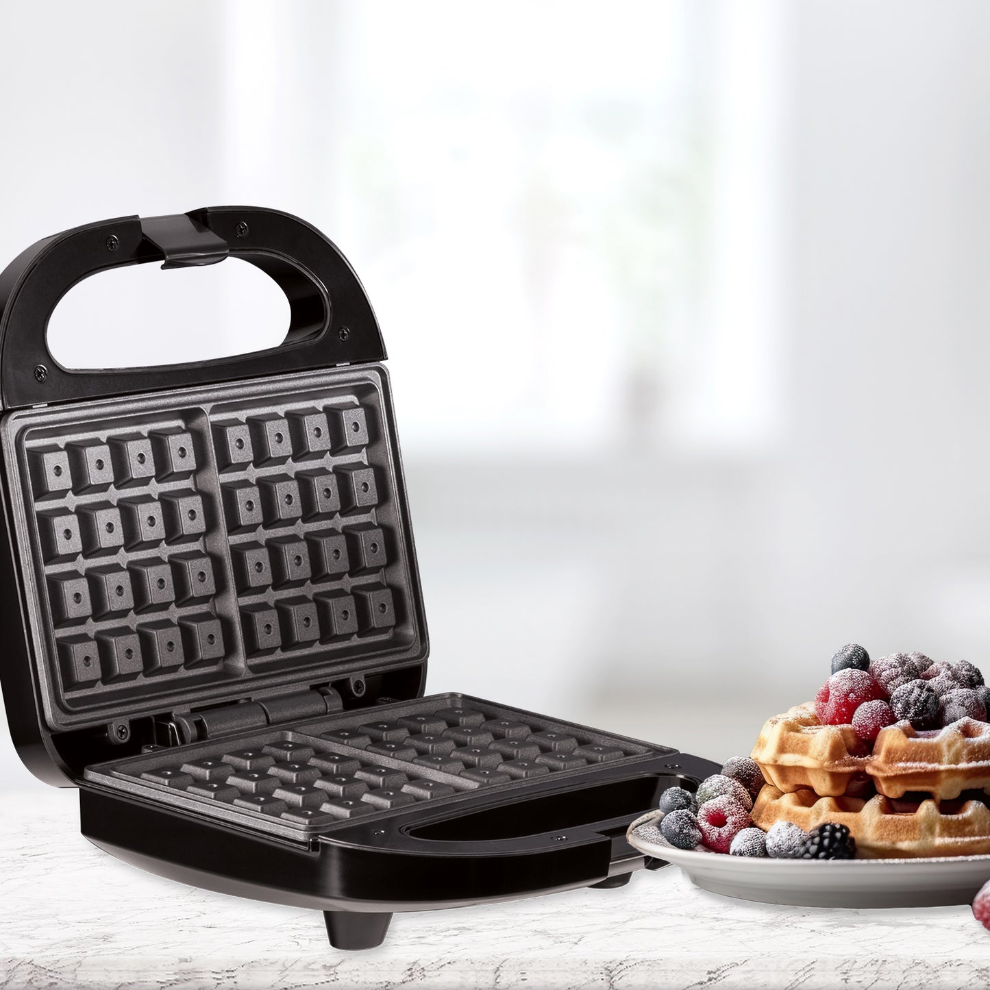 Wafflera Eléctrica Maquina para Waffles Estilo Belga con Doble Plancha Antiadherente Timco WAFL150