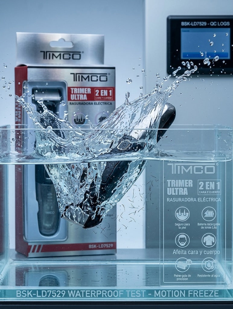 Recortadora de Barba TIMCO BSK‑LD7529 para Hombre 2 en 1  Rasuradora Eléctrica Inalambrica Trimmer Corporal con 6 Peines y Resistencia al Agua