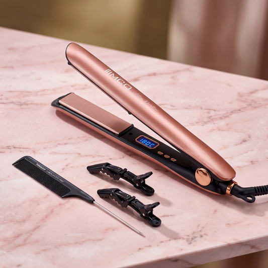 Plancha para Cabello Keratin Cerámica + Iónica Control de Temperatura LED Voltaje Dual Antifrizz Timco PYB1442