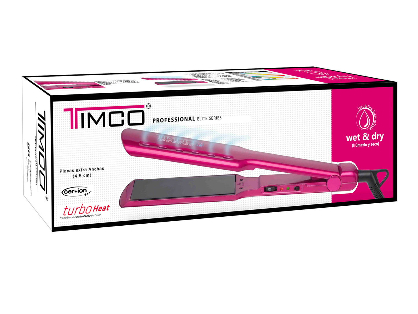 Plancha Alaciadora de Cabello Humedo o Seco WET&DRY Placas Anchas 4.5 cm Timco PWD2