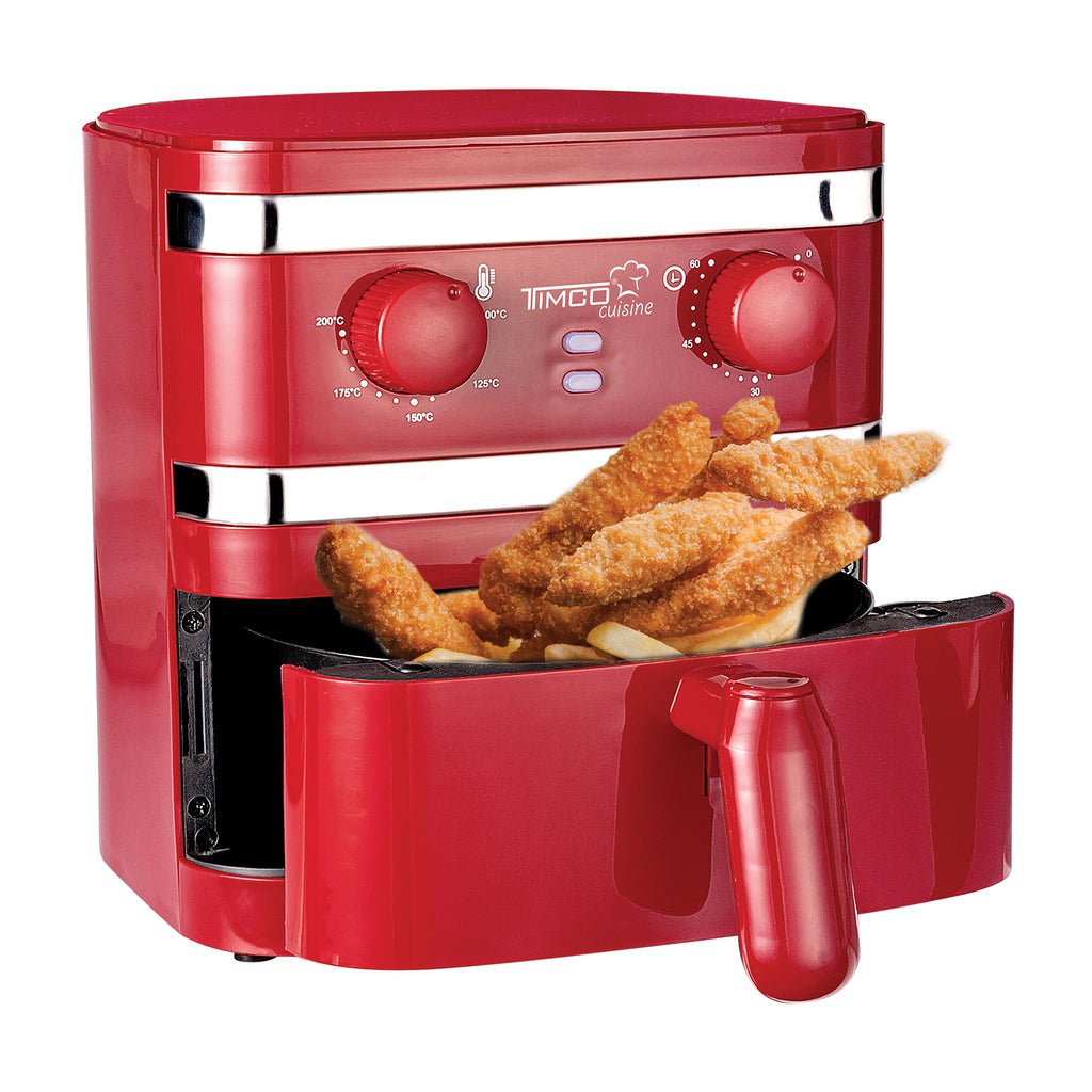 Freidora de Aire Eléctrica Capacidad 1 L Sin Aceite Color Rojo Timco AF003R