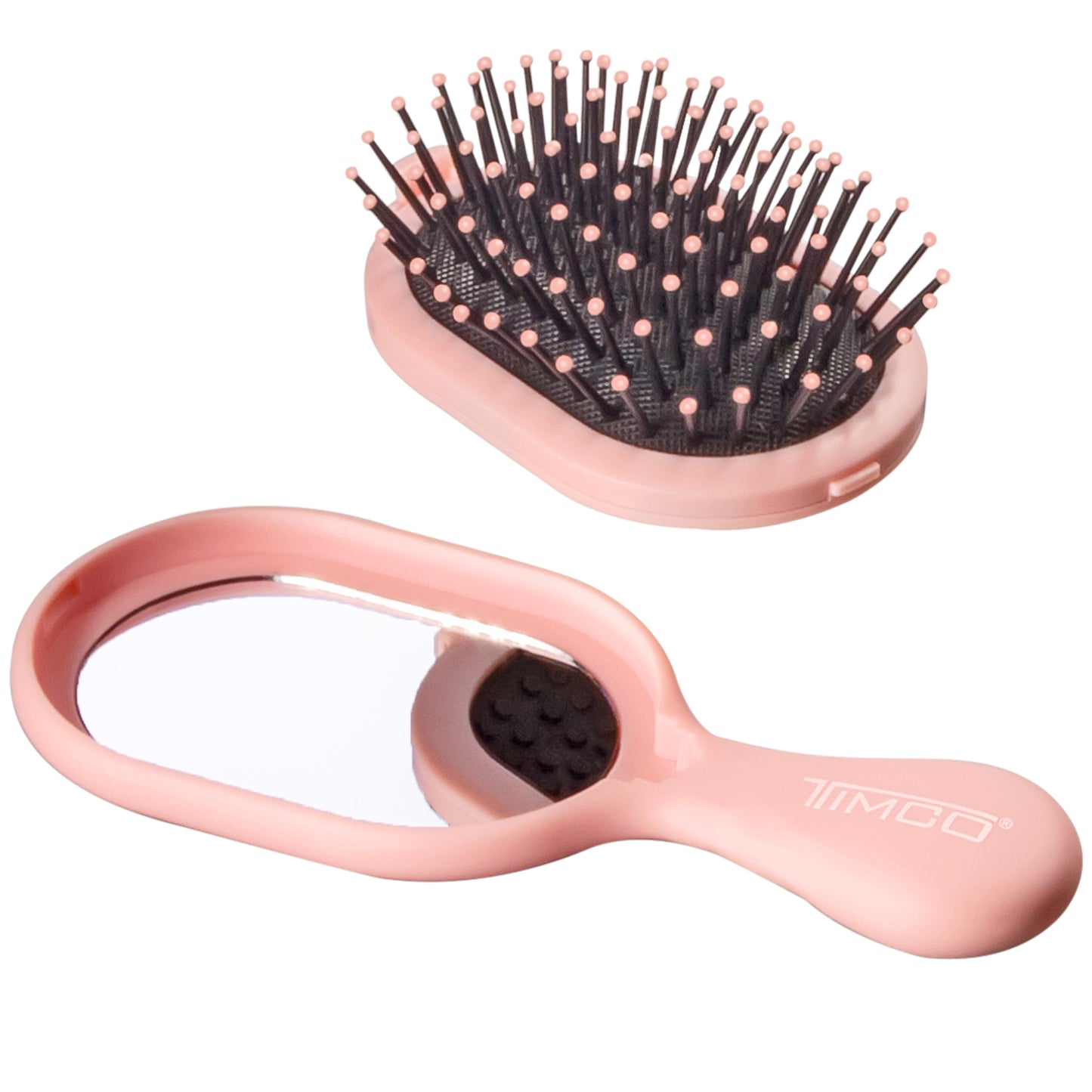 Cepillo Mini de Cabello Desenredante con Espejo tipo Paleta Cojin Removible Timco C6128
