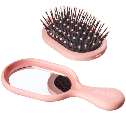 Cepillo Mini de Cabello Desenredante con Espejo tipo Paleta Cojin Removible Timco C6128