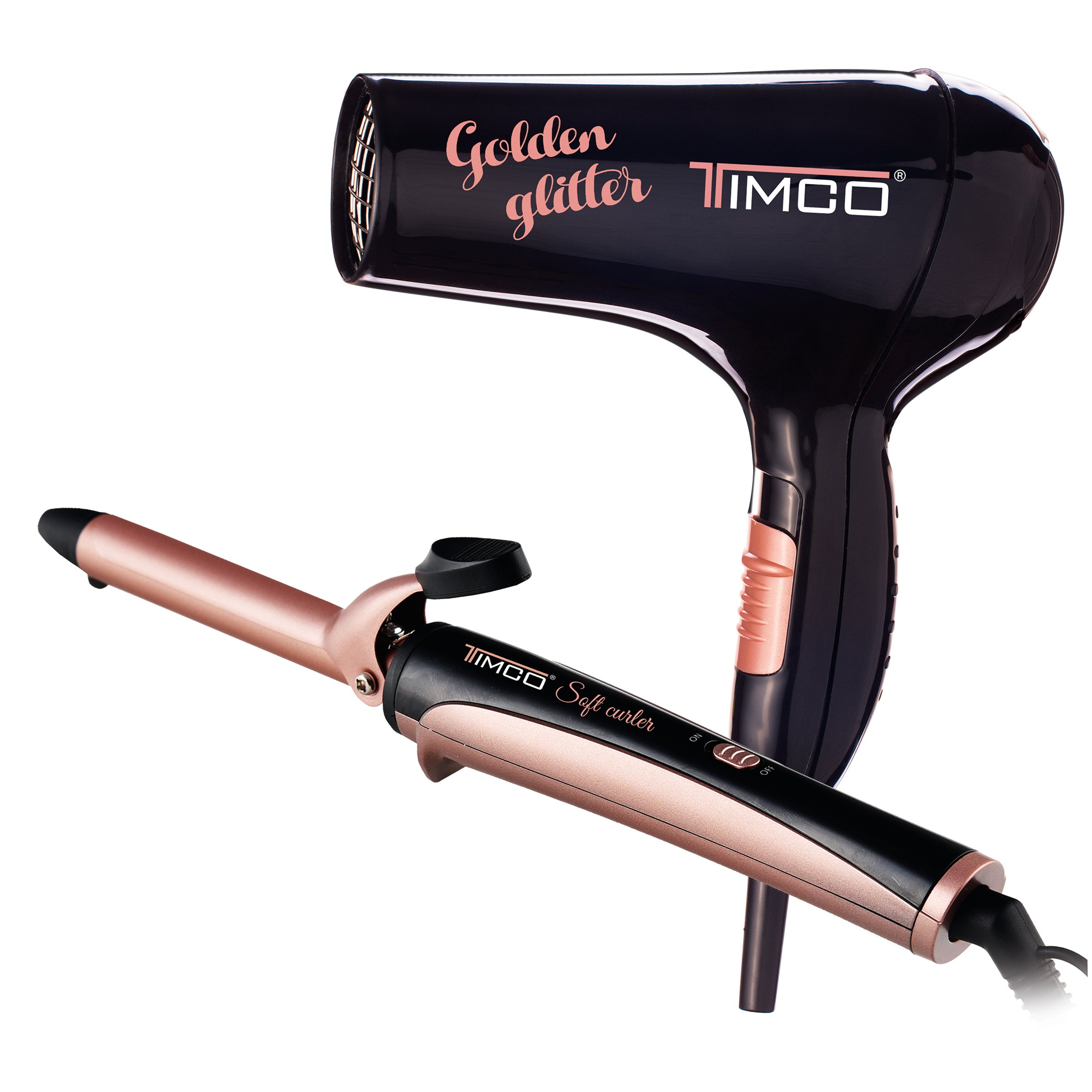 Secadora de Cabello y Tenaza Rizadora Timco Ceramica Keratina