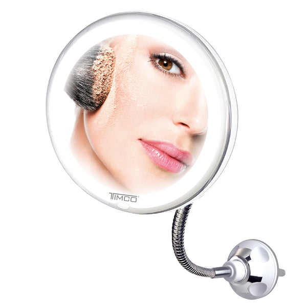 Espejo con Luz Led con Ventosa Aumento 5x Ideal para Maquillaje Skincare Timco ESP-439