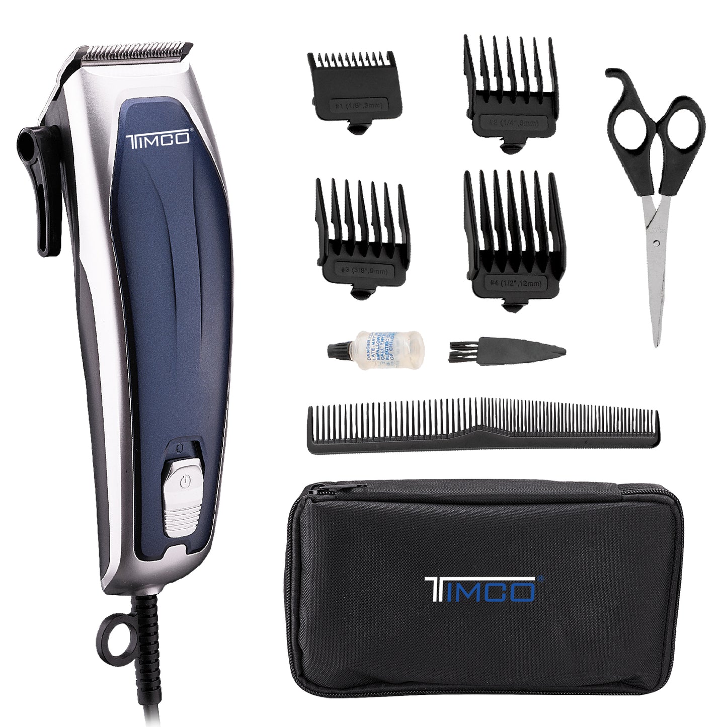Maquina de Corte Cabello Barba Eléctrica Clipper con Estuche Peines Guia de Aumento Timco HC4911A