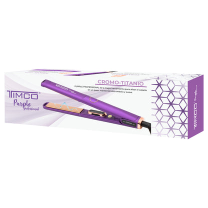 Plancha Alaciadora de Cabello Uso Profesional Purple Titanio Ionizado Timco P1099