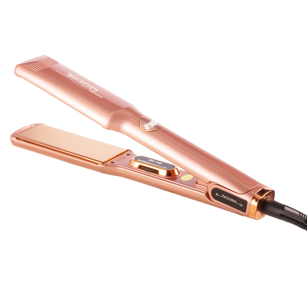 Plancha Alaciadora de cabello Profesional Placas flotantes de Titanio Gold Rose de 4 cm Control Keratin Timco P1100