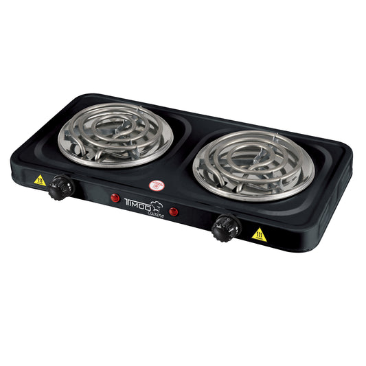 Parrilla Eléctrica 2 Quemadores con Termostato Color Negro Timco PE-02