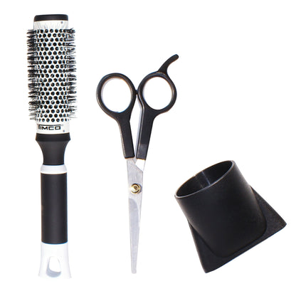 Secadora de Cabello Profesional 1 Boquilla Kit con Tijeras y Cepillo Térmico Timco PQSM-1800