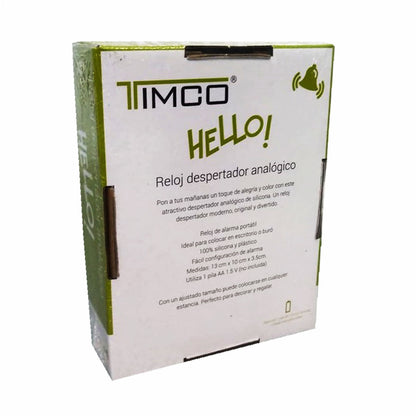 Reloj Despertador Analógico Silicon Blanco Decorativo Timco RD-611B