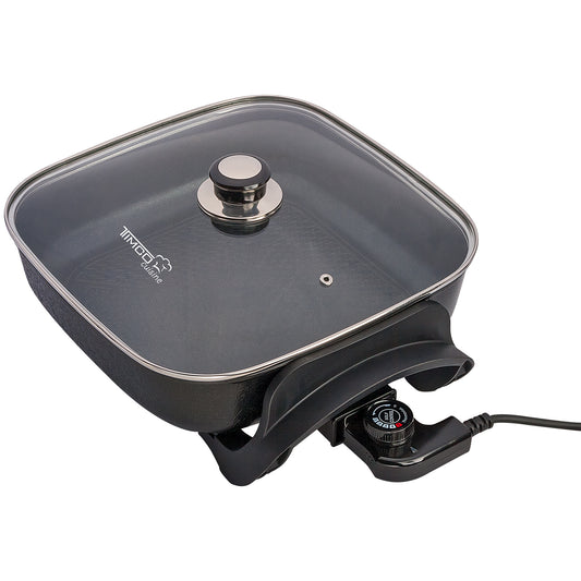 Sarten Electrico Antiadherente Tapa de vidrio templado Timco SE2004