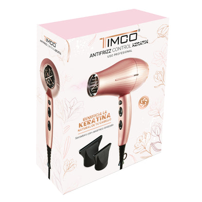 Secadora de Cabello Profesional 2 Boquillas Antifrizz Control Keratin Timco SEF422
