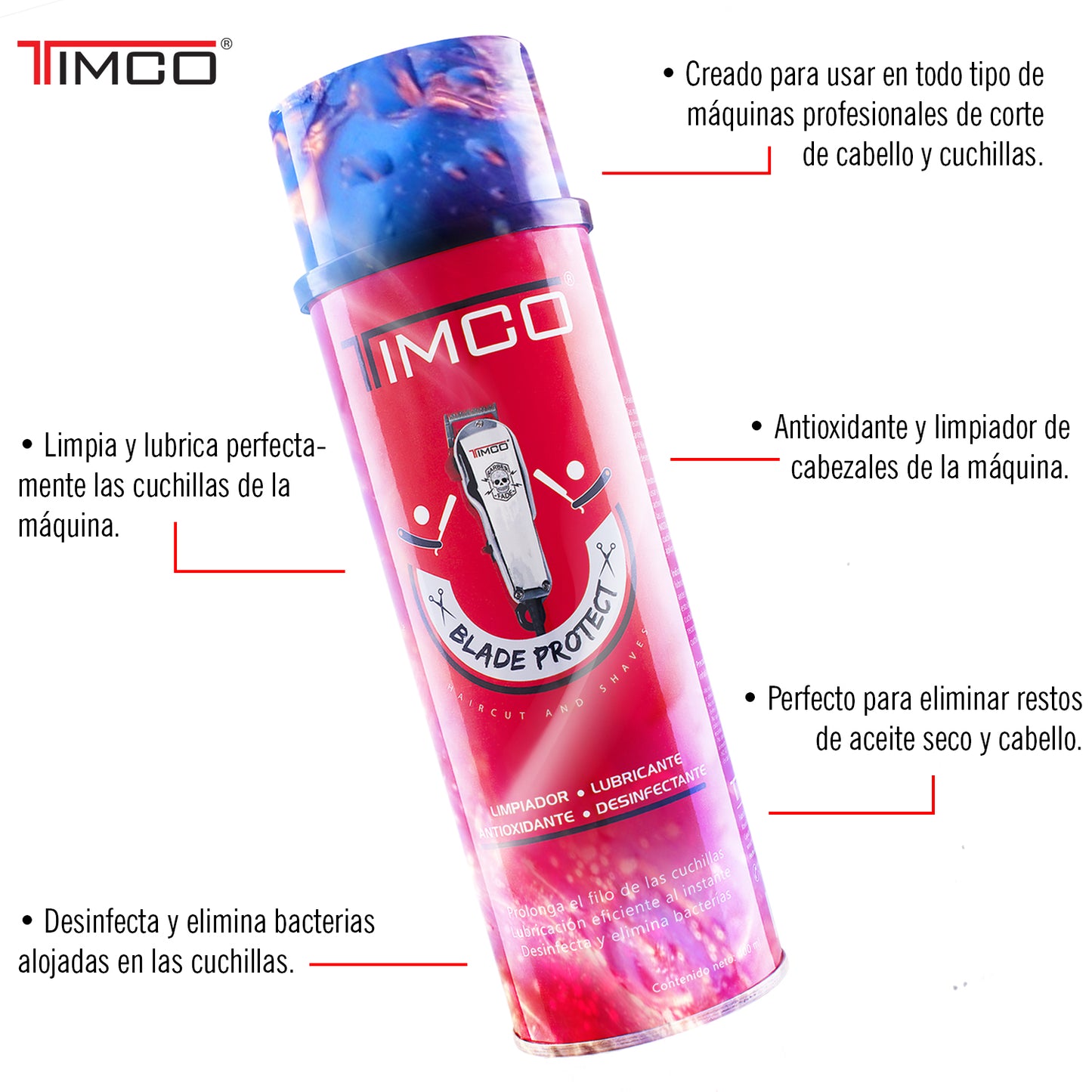 Spray Lubricante Multibeneficios 4 en 1 Desinfectante Limpiador Antioxidante Timco SPR-G