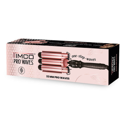Waflera de Cabello Tenaza Jumbo Ondas Tipo Sirena Hollywood 3 barriles 33 mm Timco T8813