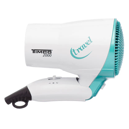 Secadora de Cabello Plegable Mini Portatil 1 Boquilla Ideal para Viaje Timco TRA-2000V